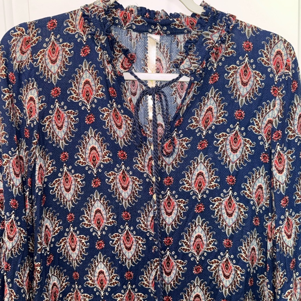 Anthropologie Uncle Frank Dress Ruffle Long Sleeve XS 100%rayon style 33350 USA - Picture 5 of 14